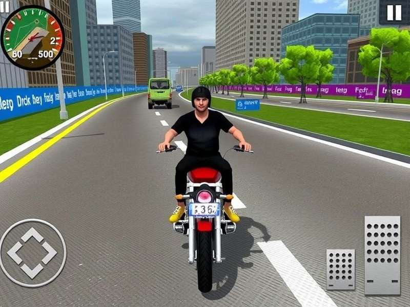 Indian Bike Driving 3D गेम का स्क्रीनशॉट - भारतीय सड़क पर बाइक चलाते हुए