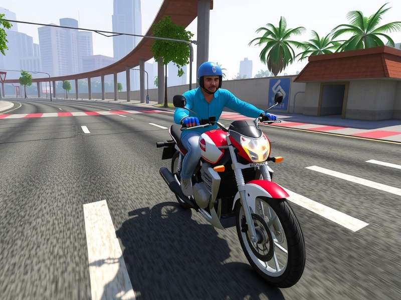 Indian Bike Driving 3D GTA V Mod में बाइक ड्राइविंग का दृश्य