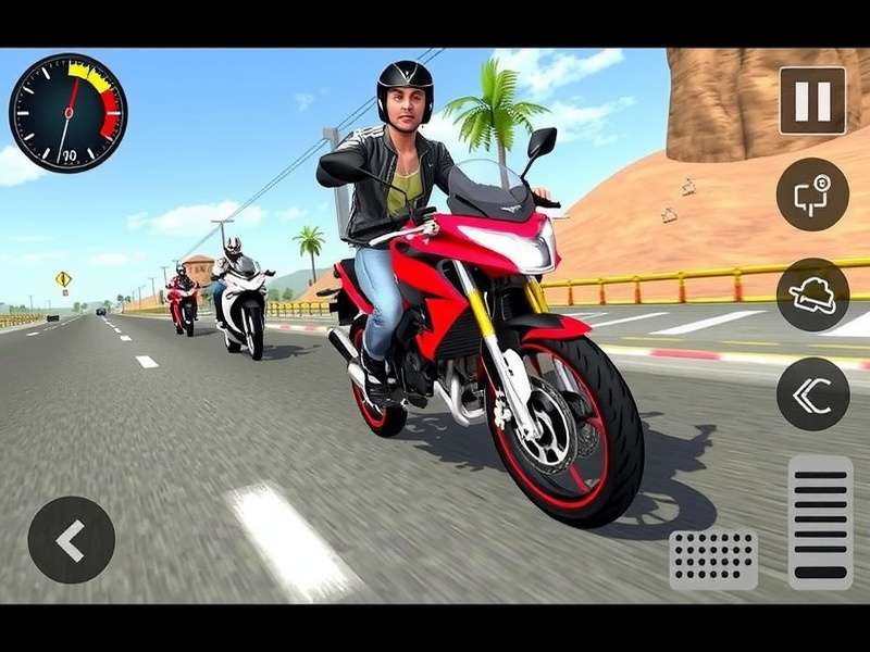 Indian Bike Driving 3D गेम का PC पर गेमप्ले स्क्रीनशॉट, जिसमें बाइक सिटी में चल रही है