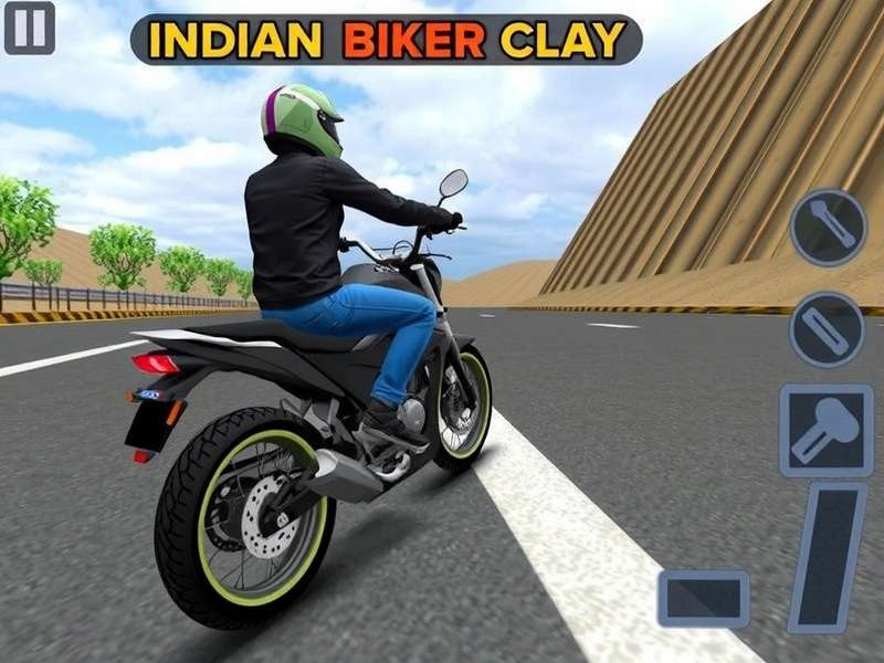 Indian Bike Driving 3D gameplay screenshot showing a bike on an Indian street