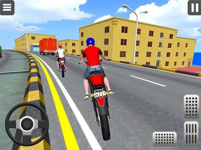 Indian Bike Driving 3D Gameplay Screenshot showing realistic Indian traffic and bike