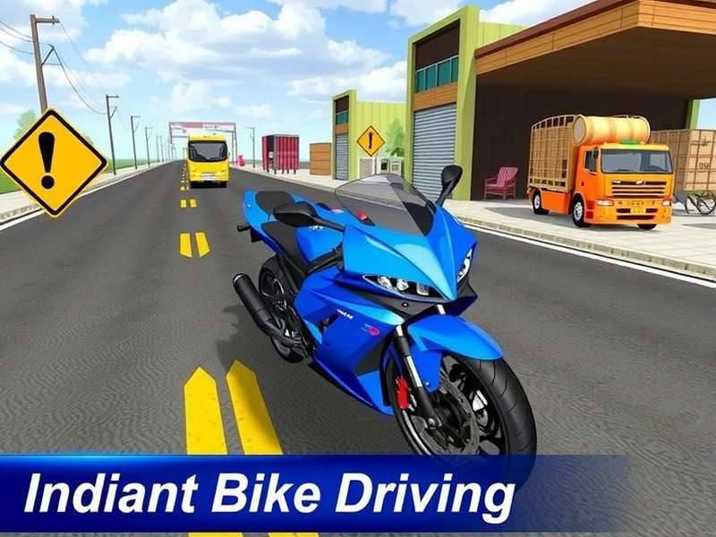 Indian Bike Driving 3D Game Screenshot showing realistic Indian traffic