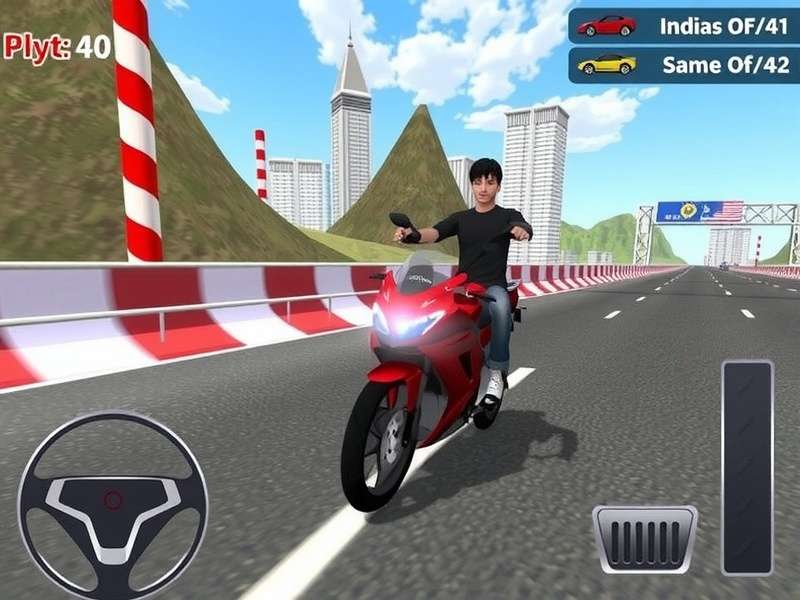 Indian Bike Driving 3D gameplay screenshot showing a bike navigating busy Indian streets