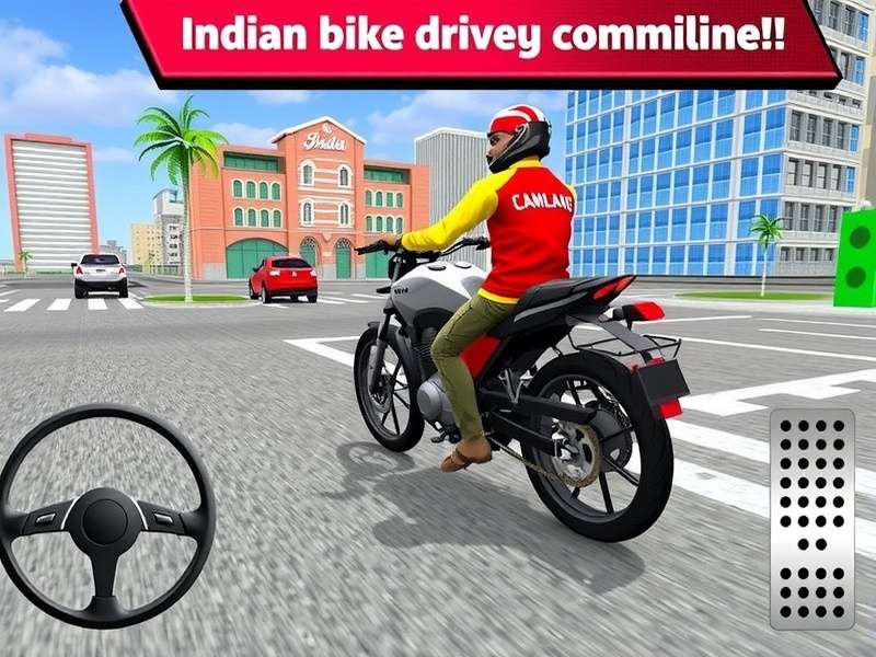 Indian Bike Driving 3D Gameplay Screenshot showing bike in city traffic