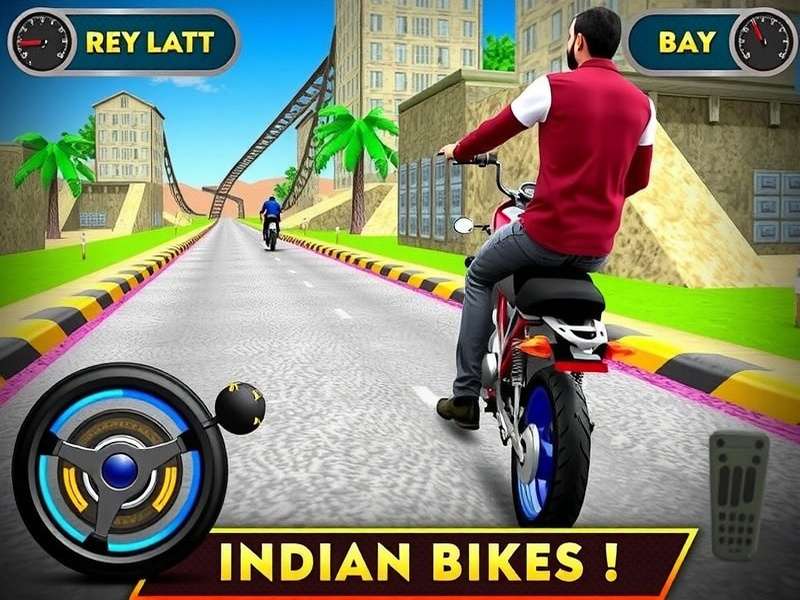 Indian Bike Driving 3D gameplay screenshot showing a rider performing a stunt