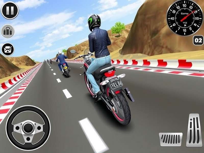 Indian Bike Driving 3D gameplay screenshot showing a bike on a busy street