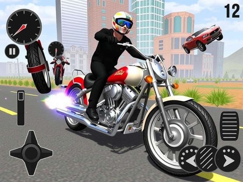 Indian Bike Driving 3D gameplay screenshot showing city traffic