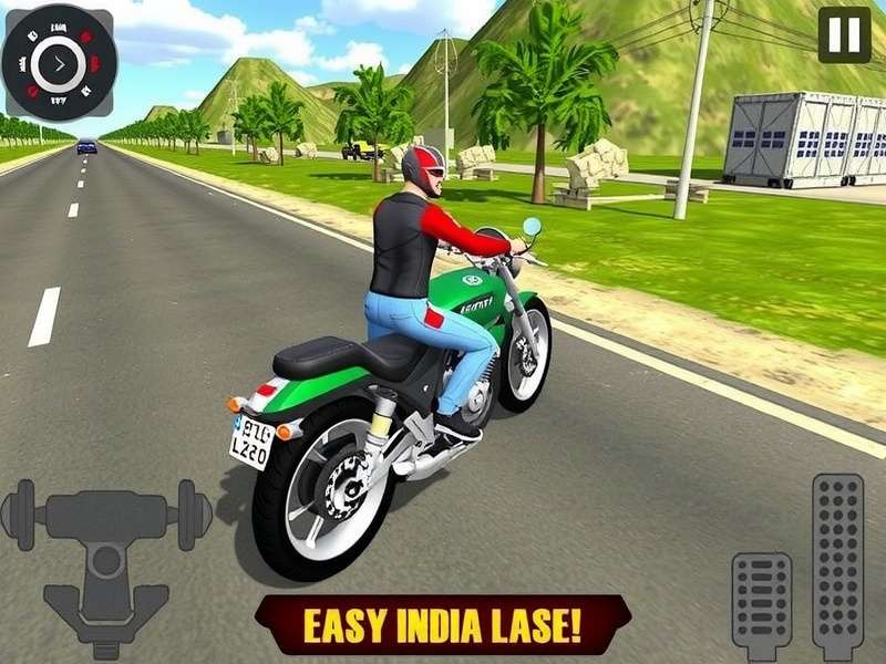 Screenshot of Indian Bike Driving 3D New Update showing a rider in Mumbai traffic