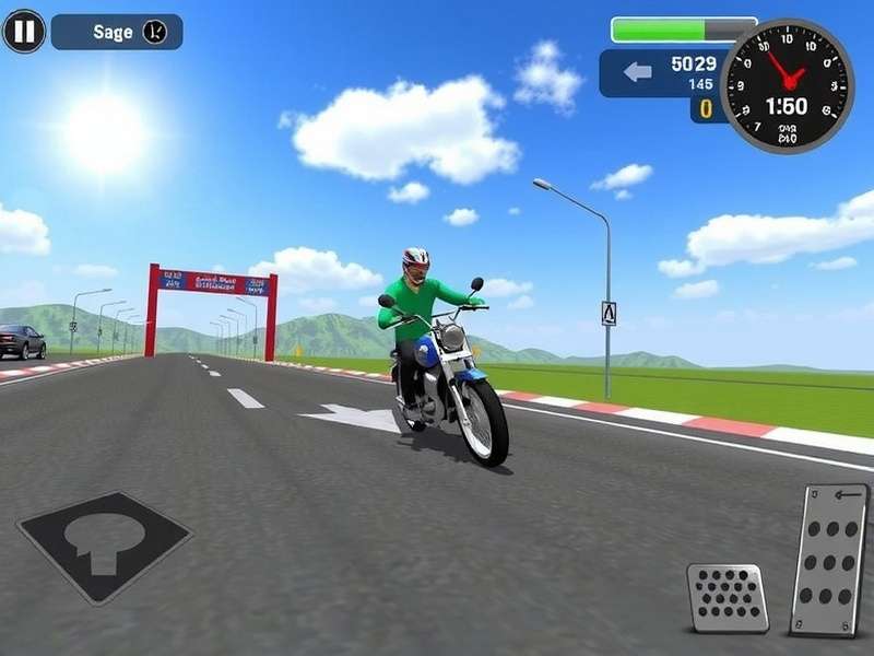 Indian Bike Driving 3D gameplay screenshot showing a rider on a Indian highway with realistic 3D graphics