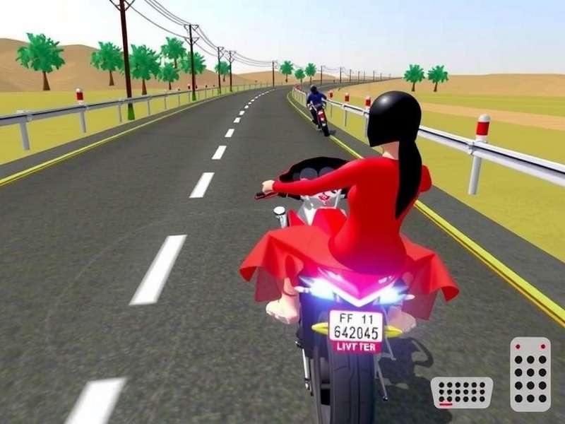 Indian Bike Driving 3D Game PC Windows 10 gameplay screenshot showing a Royal Enfield on an Indian highway