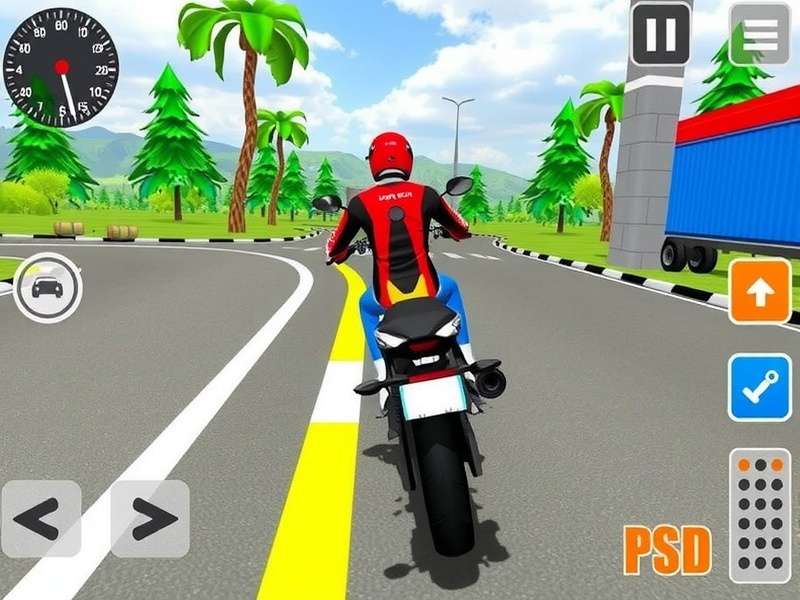 Indian Bike Driving 3D gameplay on mobile phone showing Indian road traffic and a biker