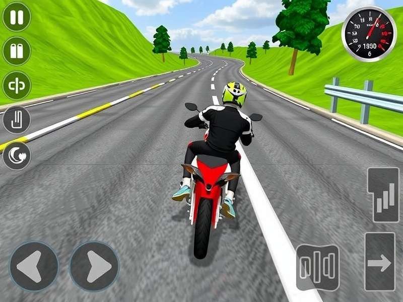 Indian Bike Driving 3D gameplay screenshot showing a bike on Indian roads with palm trees and temples in the background