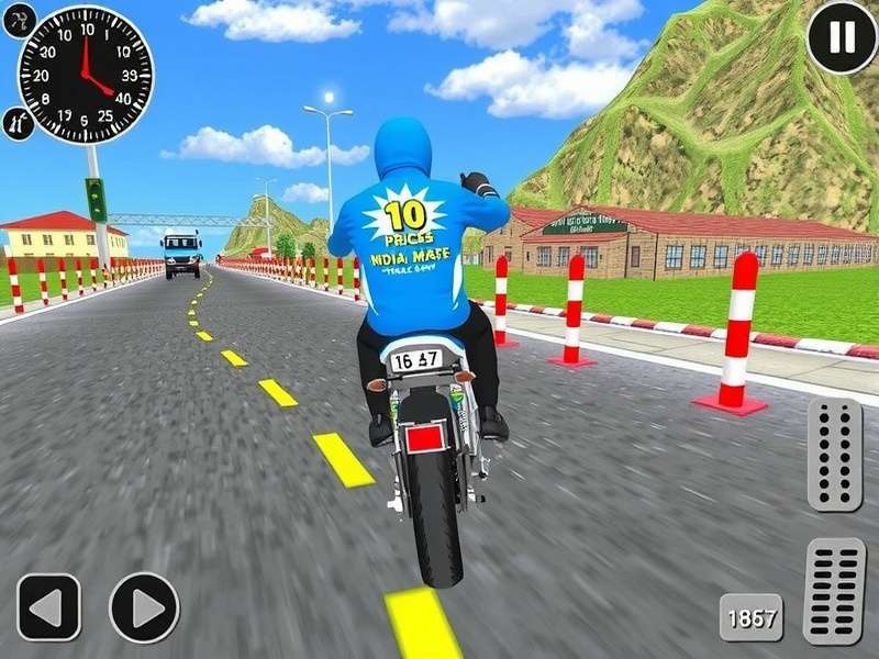 Indian Bike Driving 3D gameplay action screenshot with bike on Indian highway