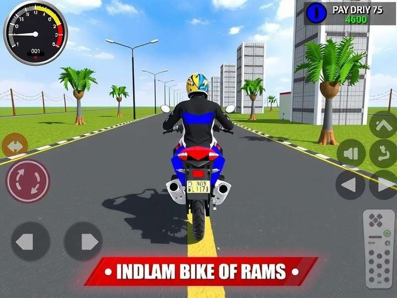 Indian Bike Driving 3D game poster with rider and bike